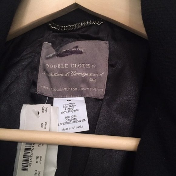 J. Crew NEW Black Double Cloth Funnel Coat Size 00 - Picture 15 of 16
